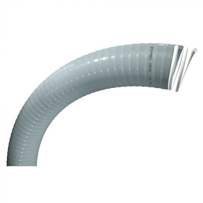 PVC spiralslange Spirabel® MDSE - indvendig Ø 38 til 151 mm - udvendig Ø 46 til 170 mm - længde 20 til 50 m - farve grå - pris pr.
