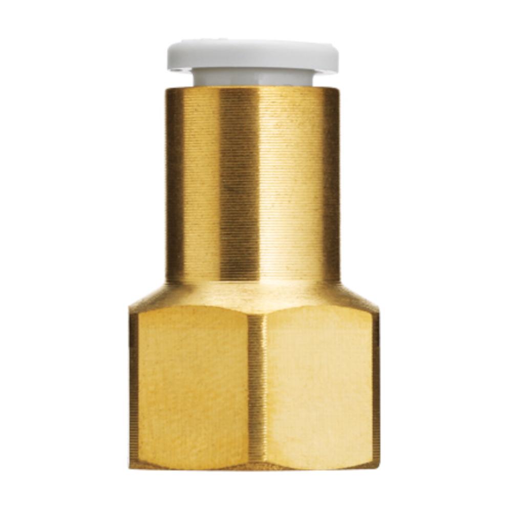Rak instickskoppling KQ2F - rostfritt stål eller mässing/PBT - oval tryckring - slangdiameter 4 eller 6 mm - IG Rc 1/8" till 3/8" - förpackning med 2 eller 10 styck - pris per styck