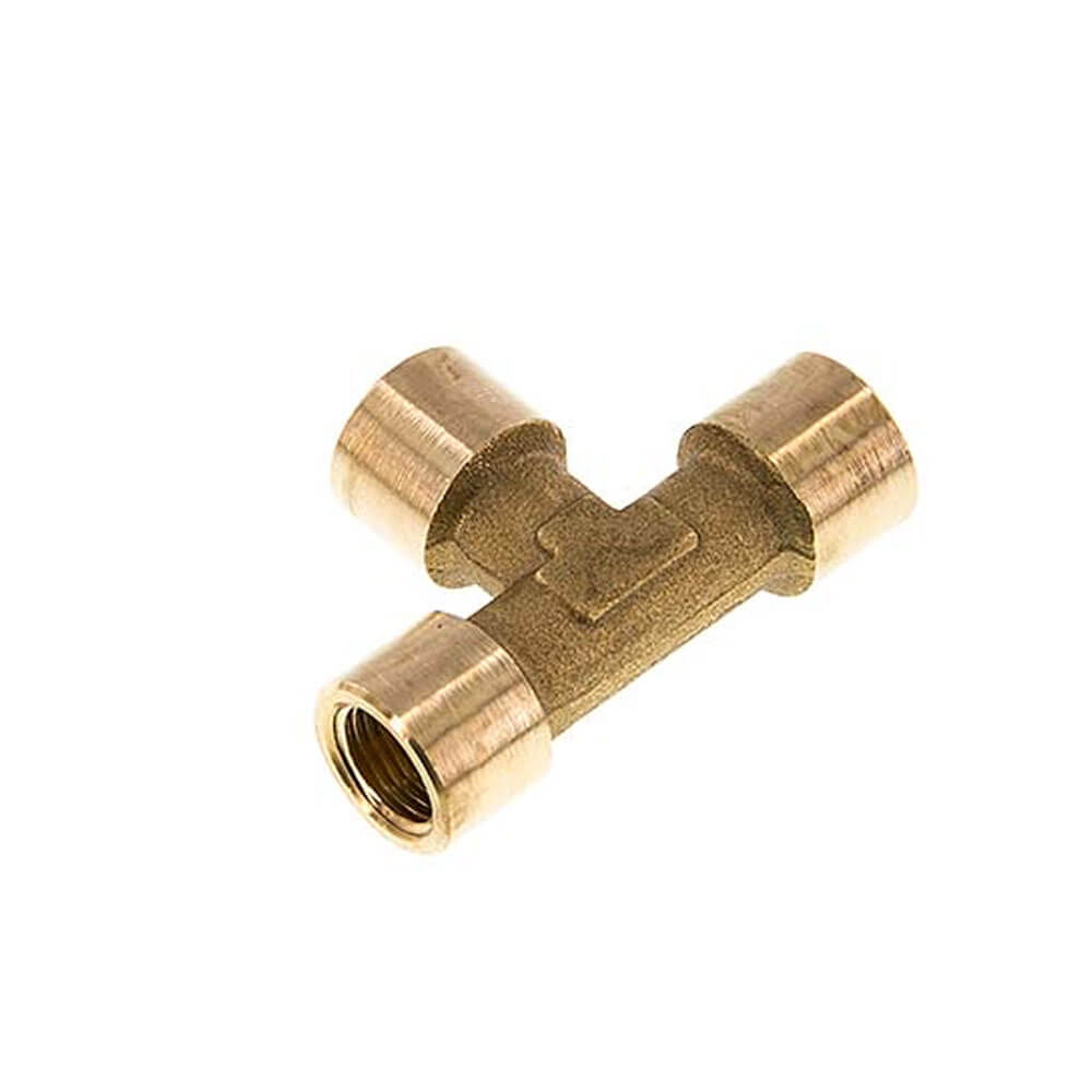 T-piece - brass - 3 cylindrical female threads G 1/8" to G 2" - PN 16