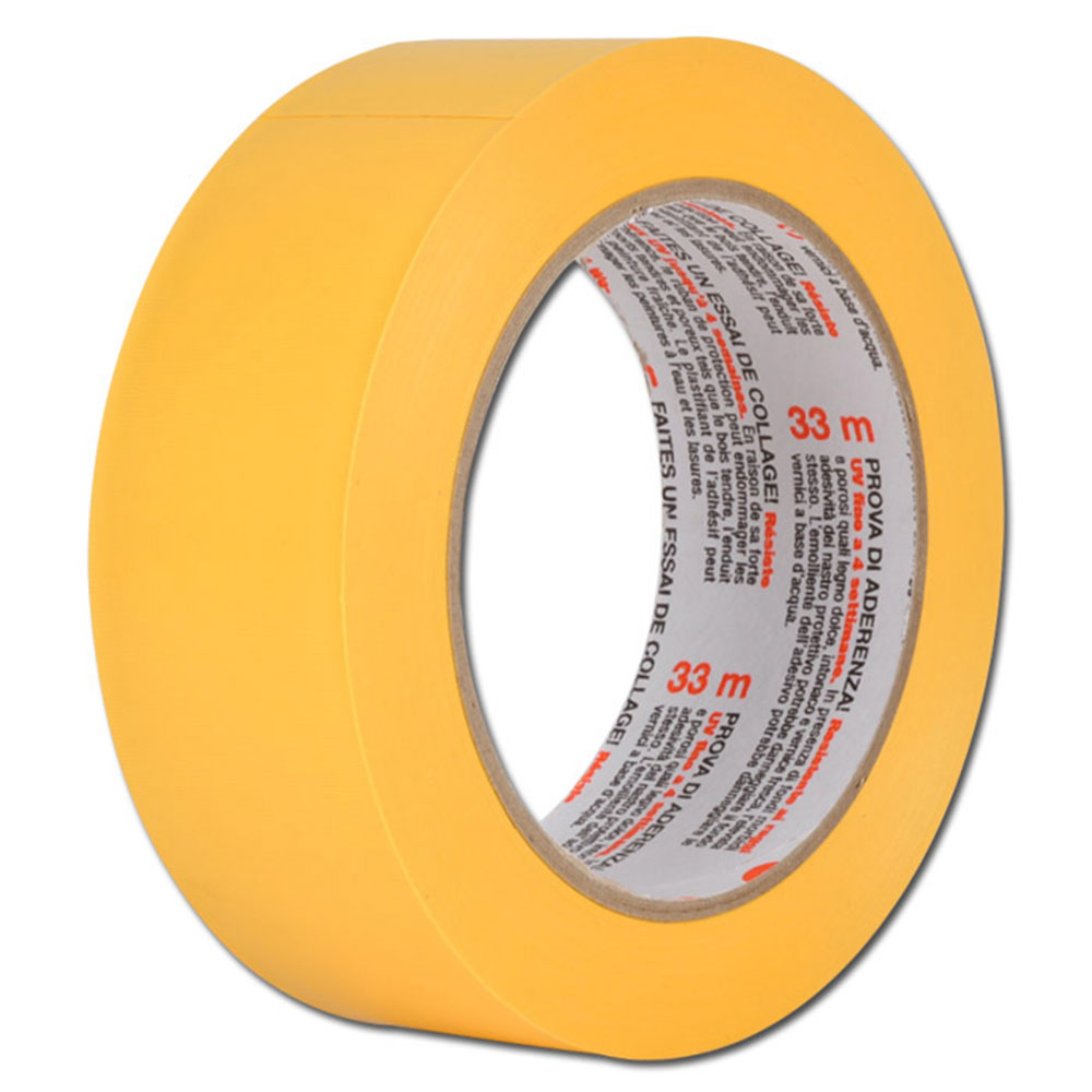 Suojateippi - PVC - keltainen - leveys 30-38 mm - pituus 33 m - pakkaus 24 tai 30 kpl - hinta per pakkaus