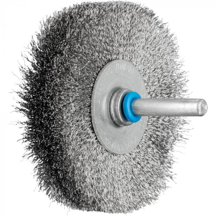 PFERD round brush RBU with shaft - INOX - untied - outer-ø 40 to 80 mm - trimming material-ø 0.15 to 0.30 mm - pack of 10 - price per pack