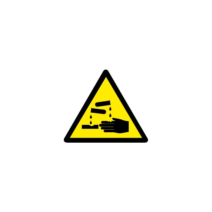 Znak ostrzegawczy "Ostrzeżenie przed substancjami żrącymi" - Wymiary 5-40 cm