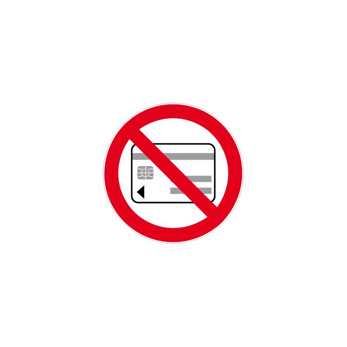 Förbudsskylt "förbjudet att bära elektroniska kort" - Ø 5-40 cm