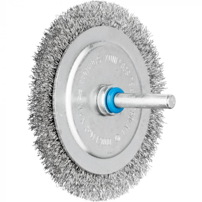 PFERD round brush RBU with shaft - INOX - untied - outer-ø 40 to 80 mm - trimming material-ø 0.15 to 0.30 mm - pack of 10 - price per pack