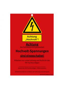 Wartungsanhänger "Achtung Hochvolt" - Elektro-/Hybridfahrzeuge