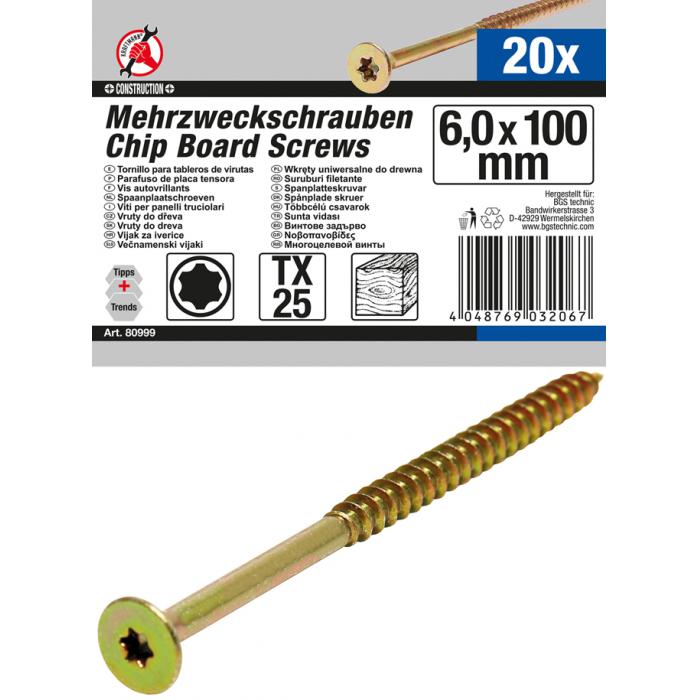 Multipurpose screws - 3.5 x 30 to 6.0 x 100 mm - Torx T10 to T25