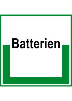 Umweltschild "Sammelbehälter für Batterien" - 5 bis 40cm