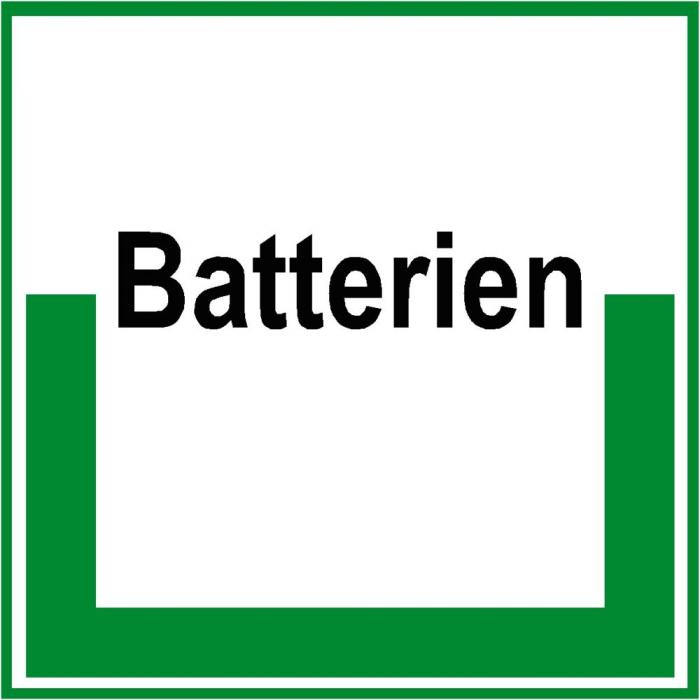 Umweltschild "Sammelbehälter für Batterien" - 5 bis 40cm