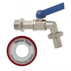GEKA® ball outlet valve set - nominal size 1/2" or 3/4" - with sealing tape roll - PU 6 pieces - price per PU