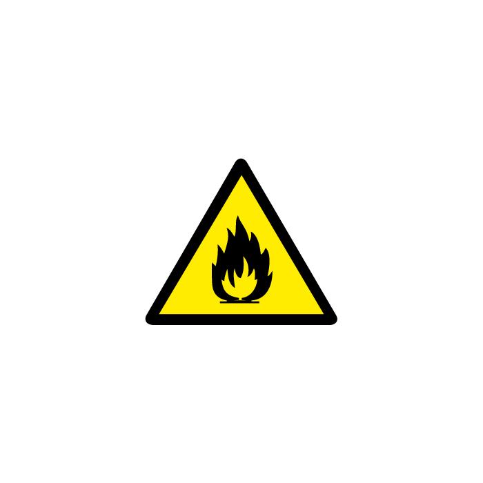 Warning sign "Inflammable substances" - leg length 5-40 cm