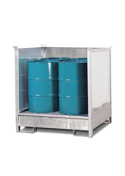 Hazardous materials station 4 P2-O-V50 - galvanized steel - for 4 drums of 200 liters - stackable