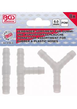 Hose connector range - I, Y and T connector - 8 mm - 8 pcs.