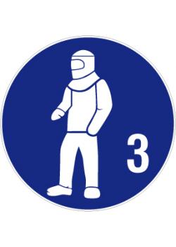 Znak nakazu " Nakaz noszenia  odzieży ochronnej 3 "- średnica 5-40 cm