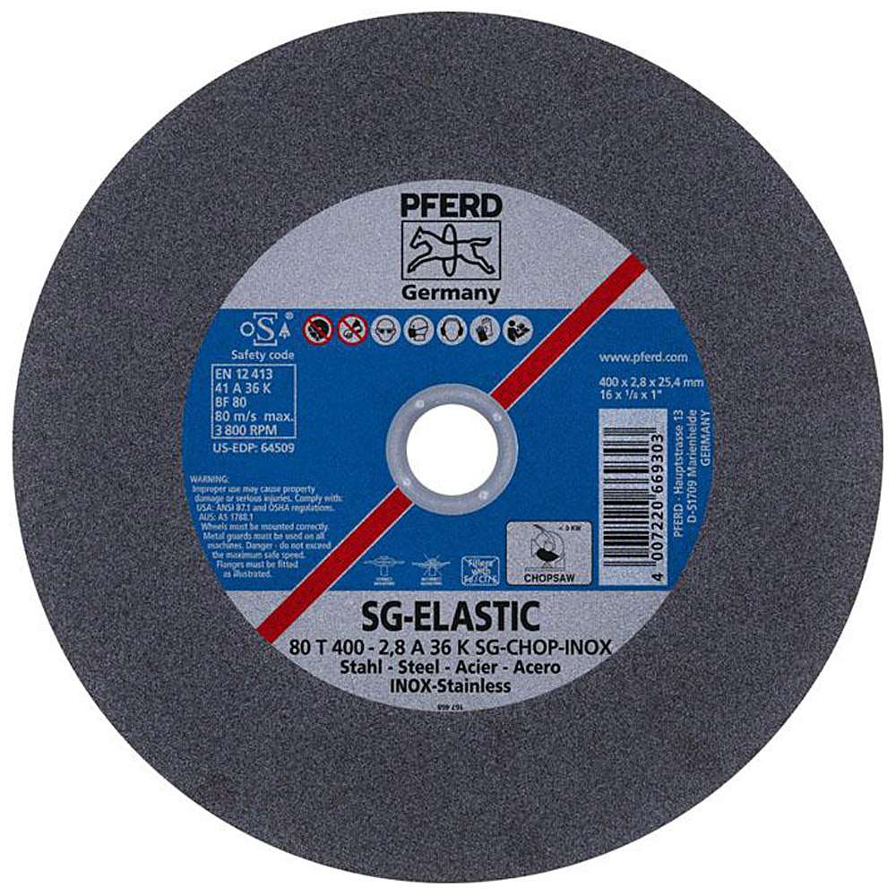 Cutting disc - PFERD SG-ELASTIC - for stainless steel - for stationary cutters - Price per pack