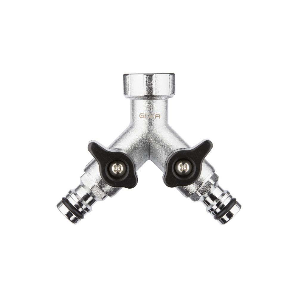 GEKA® plus two-way valve - with GEKA® plus plugs - chrome-plated brass - nut G3/4 - PU 2 or 5 pieces - price per PU