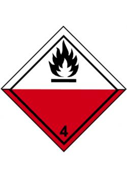 Hazardous materials sign "Spontaneous combustion Class 4" side length 5-40 cm