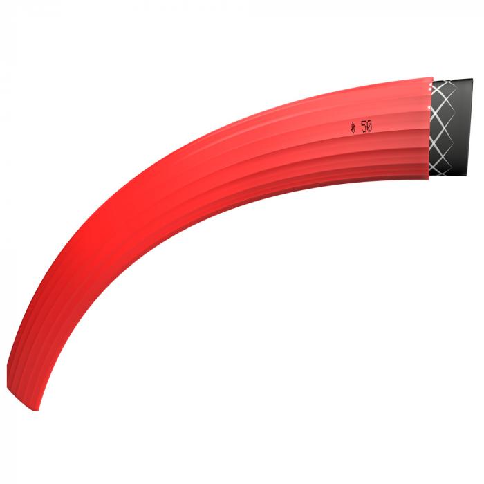 PVC-Flachschlauch Super Tricoflat® - Innen-Ø 45 bis 140 mm - Wandstärke 2,5 bis 3,2 mm - Länge 25 bis 100 m - Farbe rot - Preis per Rolle