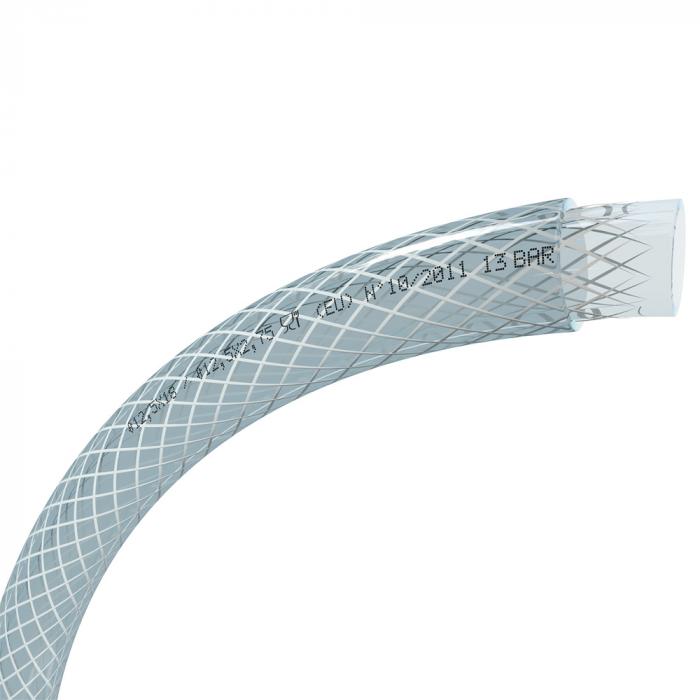 PVC slange TCF - indvendig Ø 6,3 til 50 mm - udvendig Ø 11 til 60 mm - længde 25 til 50 m - farve transparent - pris pr.
