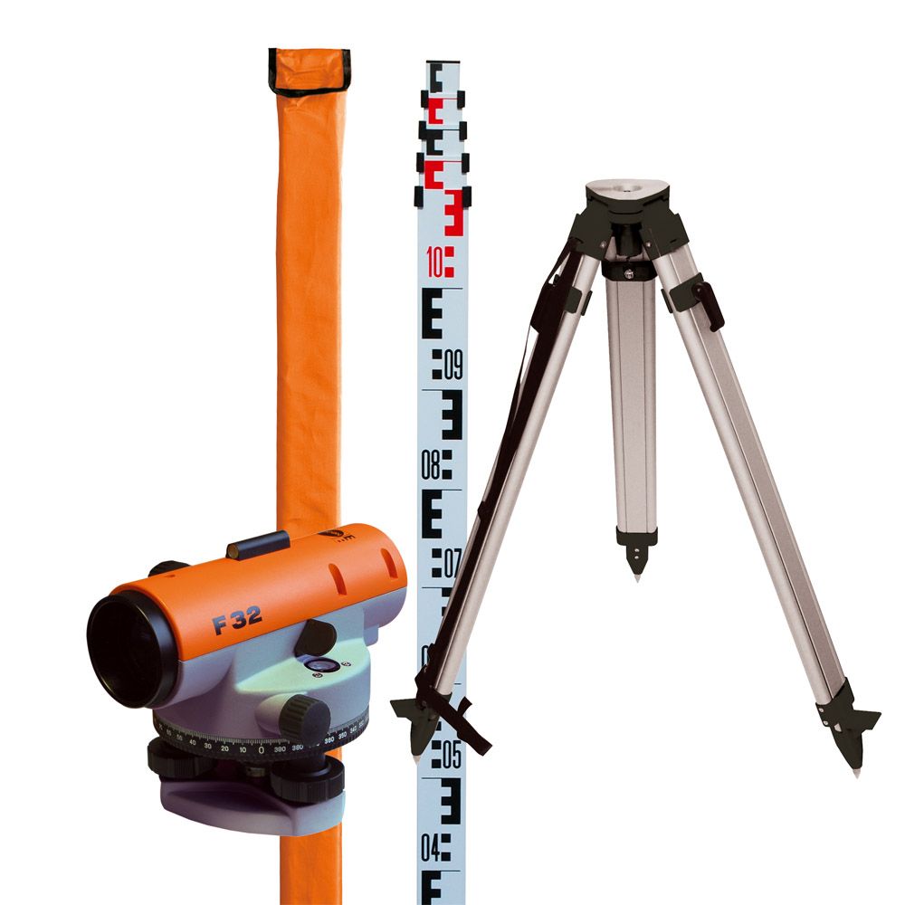 Nedo levels of the F-series - incl. Tripod and telescopic staff