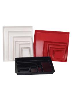 Vassoio per fotografie - forma bassa - senza scanalature sul fondo - forma del bordo arrotondato - PVC - bianco, rosso o nero