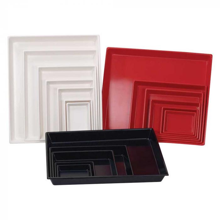 Fotoschale - niedere Form - ohne Bodenrillen - Randform abgerundet - PVC - weiß, rot oder schwarz