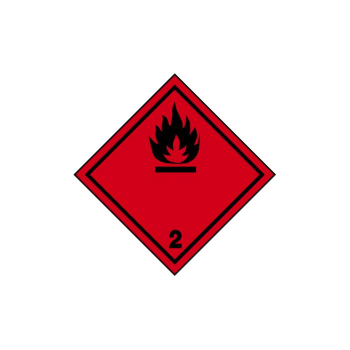 Hazardous materials sign "Flammable gases Class 2" page length 5-40 cm