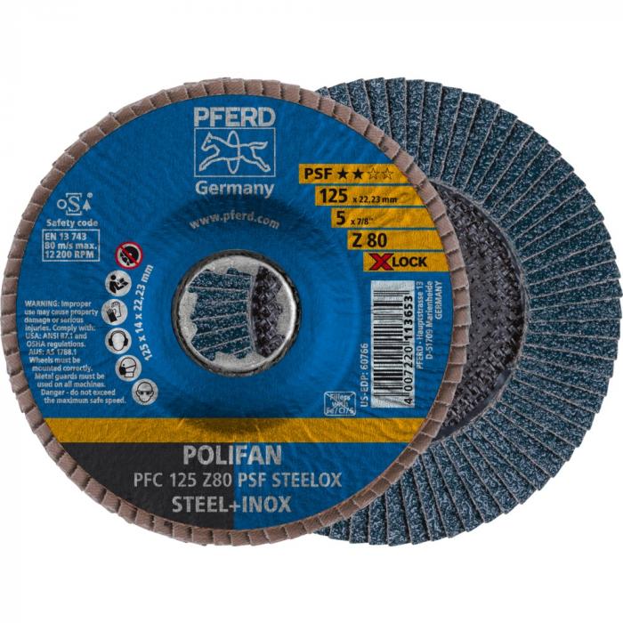 Rondella dentata POLIFAN - PFERD - Z PSF STEELOX / X-LOCK - design conico PFC - Ø esterno da 115 a 125 mm - 10 pezzi - prezzo per unità