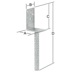 Stopa kolumny L - ciężka - stal nierdzewna (V2A) lub stal ocynkowana ogniowo - kształt L - znak CE