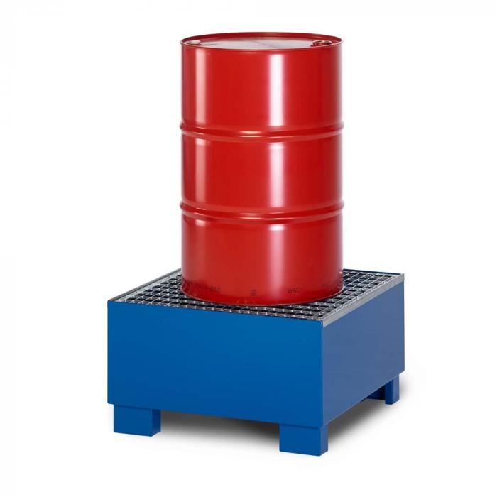 Uppsamlingskärl typ RWG av stål - med galler - lämplig för 1 till 8x 200 liters fat - markfrigång 100 mm - olika färger