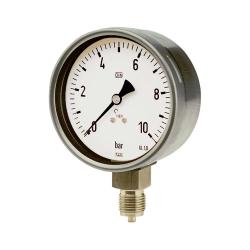 Manometer - Ø 63 eller 100 - G 1/4" eller G 1/2" radiellt under - Typ 232.50 - Kvalitetsklass 1.0 eller 1.6 - CrNi stålversion - olika mätområden