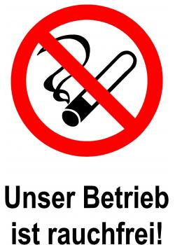 Verbotsschild - "Unser Betrieb ist rauchfrei!" 20x30cm / 30x45cm