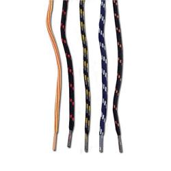 Snørebånd - længde 120 cm / bredde 8 mm - blå-hvid - rund - pris pr.