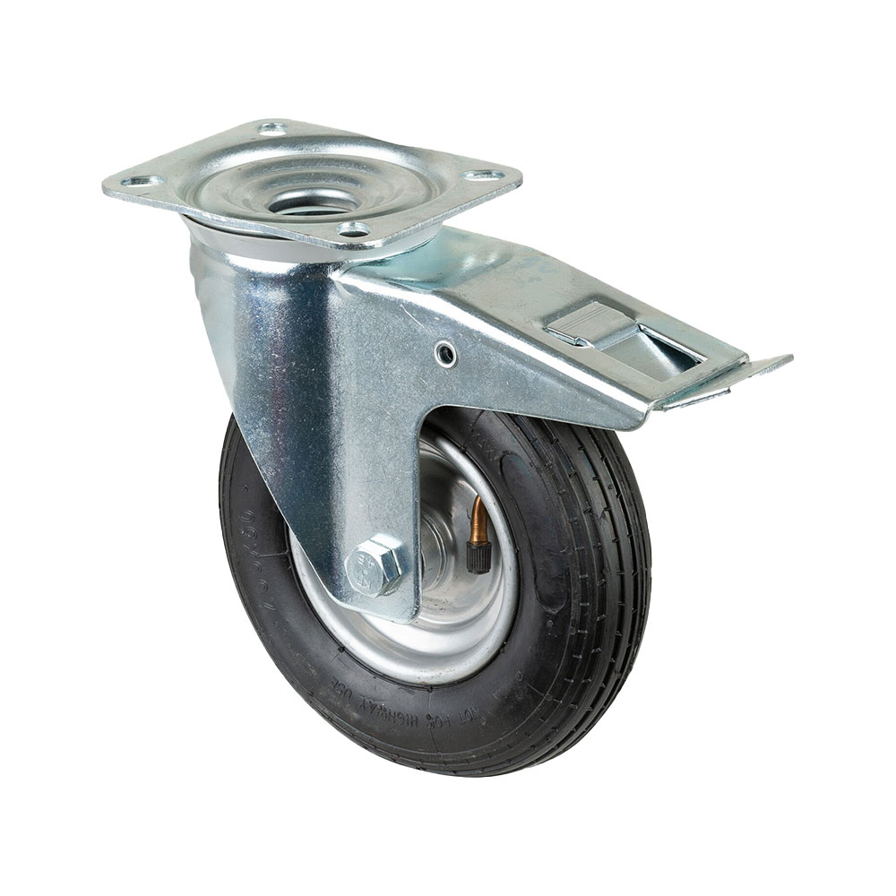 Svingbart hjul - pneumatisk hjul - rullelager - hjuldiameter 200 til 260 mm - konstruksjonshøyde 235 til 295 mm - lastekapasitet 75 til 200 kg