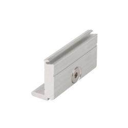 Clamp for wall connection profile - aluminum - length 60 mm - glass thickness 8 mm - incl. Inserts and screw