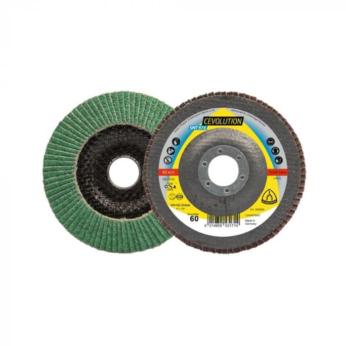 Abrasive mop disc for stainless steel SMT 976 Special CEVOLUTION - Ø 125 mm - bore 22,23 mm - grit 40 to 80 - convex - VE 10 pieces - price per VE