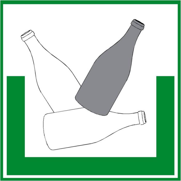 Umweltschild "Sammelbehälter für Glas bunt" - 5 bis 40cm