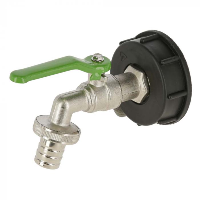 Connection tap for IBC containers - with plastic adapter - connection 1/2" to 3/4"