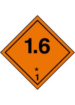 Znak  transportu materiałów niebezpiecznych"Materiały wybuchowe - Klasa 1 - kategoria 1.6" - Wymiary 5-40 cm