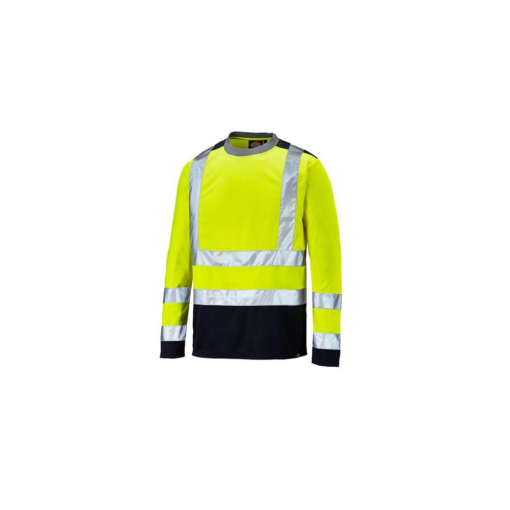 Warning protection long-sleeved shirt - Dickies - two-tone - highly visible  - size S to 4XL - yellow / navy blue | Shirts