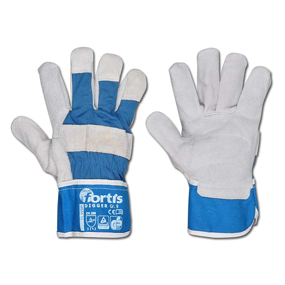Glove "DIGGER" - cow split leather - cat. 2 - size 8 to 11 - FORTIS - PU 12 pairs - price per PU
