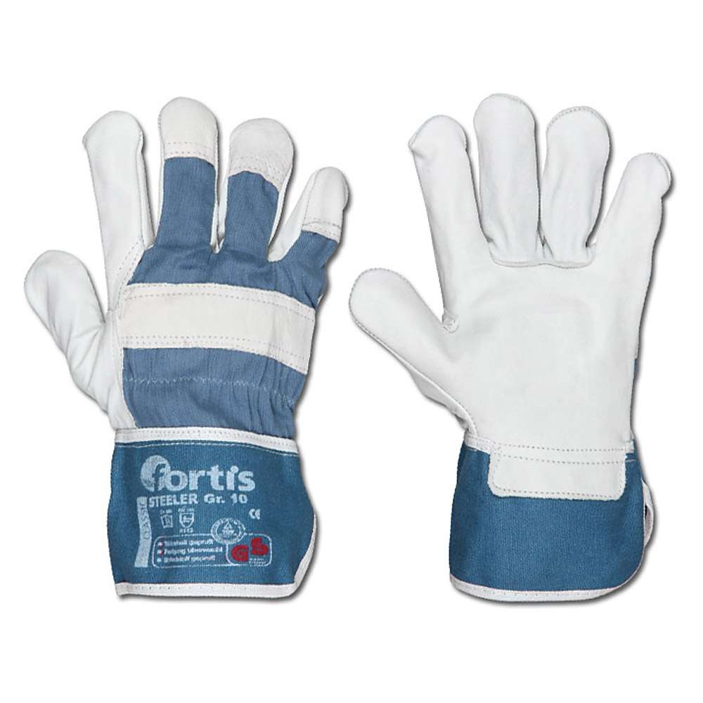 Glove "STEELER" - cowhide full leather - cat. 2 - size 8 to 11 - FORTIS - VE 12 pair - price per VE