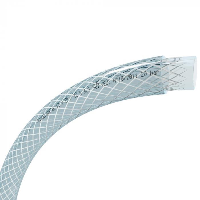 Uniwersalny wąż spożywczy Tricoclair® AL - PVC - Ø wewnętrzna 4 do 50 mm - Ø zewnętrzna 8 do 64 mm - długość 25 do 100 m - kolor przezroczysty - cena za rolkę