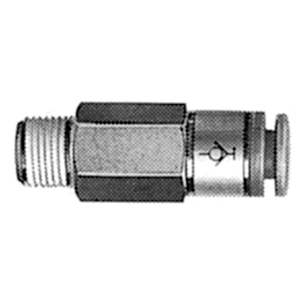 KCH plug-in connection - brass/PBT - straight - with non-return valve - hose outer diameter 4 to 12 mm - M or R thread - pack of 10 - price per piece
