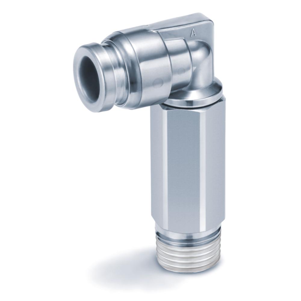 Kątownik do wkręcania 90° KQG2W – stal nierdzewna – zewnętrzna średnica węża 3,2 do 16 mm – AG M5 lub R 1/8" do R 1/2" – cena za sztukę