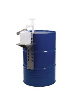 Fathållare - för förvaring av behållare - rostfritt stål - höjdjusterbar förvaringsyta - för tunnor upp till 220 liter - lastkapacitet 10 kg