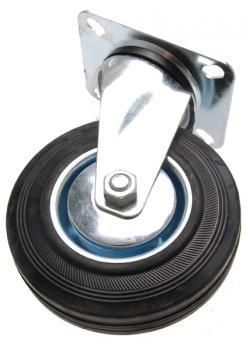 Drejeligt hjul - med påskruet plade - med kuglelejer - hjul Ø 100 mm
