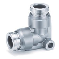 Raccord coudé KQB2L - laiton/acier inoxydable - Ø extérieur du tuyau de 3,2 à 16 mm - prix à l'unité