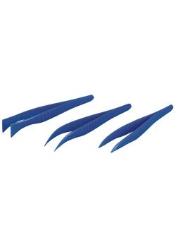 Pinzette monouso - blu - PS - sterile - lunghezza 130 mm - diversi design - Conf. 100 pezzi - prezzo per Conf.