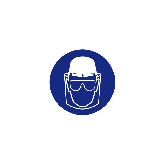 Znak nakazu "Nakaz noszenia ochrony twarzy,głowy i oczu" - Średnica 5-40 cm