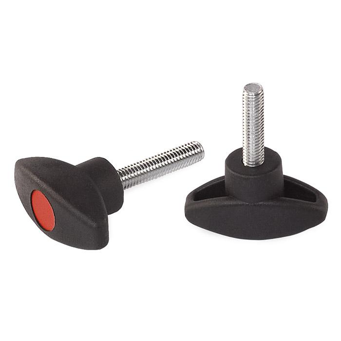 T-handle screws - with mounted screw - Ø 40 mm, - M 6 x 16/26/41 mm - black